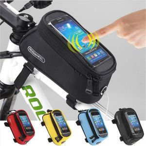 Outdoor Bicycles Bag Waterproof Cycling Mountain Bike Frame Front Tube Bag Panniers Touchscreen Phone Case