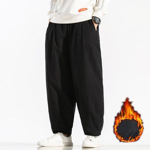 Wholesale track pads for sale - Group buy Men Cotton padded Pants Winter Thick Linen Harem Man Cotton Solid Black Joggers Male Loose Warm Track Men s