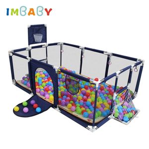 IMBABY Baby Playpen Safety Barrier Children's Playpens Kids Fence Dry Balls Pool For born Playground with Basketball Football 211028