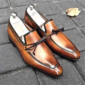 Scarpe da uomo per uomo di alta qualità Pu Leather Safety Fashion Shoe Uomo Vinage Classic Loafer Soulier Homme HC714 210907