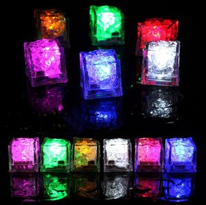 500pcs LED Light Crystal Ice Cube Bar Fast Slow Flashing 7 Color Changing Square Water-Actived Glowing Decoration Blinking Christmas Wedding Party Gift