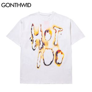 Boy T-Shirt Yaratıcı Yangın Alev Mektupları Kısa Kollu Tişörtleri Hip Hop Rahat Pamuk Streetwear Tops 210602