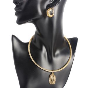 Oorbellen ketting hoge kwaliteit ltaly goud kleur vrouwen Afrikaanse kralen mode oorbel Afrika aangepaste sieraden set