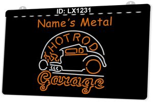 Hot Rod Métal achat en gros de LX1231 Vos noms Metal Hot Rod Garage Garage Double Color Light Sign LED D Gravure en gros