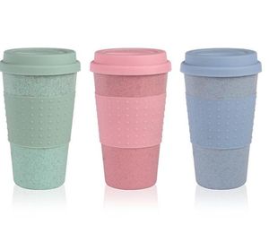 水ガラスのコーヒーティーカップの小麦ストロー旅行水飲料マグカップのシリコーンのふたが付いているマグカップ子供カップのオフィスの飲み物の贈り物創造的な注文のロゴGYL29
