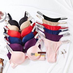 Letra Sexy Letter Romalista de Roupa Comfort Brief Push Up Bra e Panty 2 Peças Conjuntos de Lingerie de Mulheres Conjunto de Lingerie