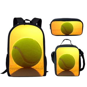 Skolväskor Bookbag Barn för pojkar Flickor 3D Tennisboll Skriv ut Barn Ryggsäck SchoolBags Barnbok Shoulder Mochila 2021