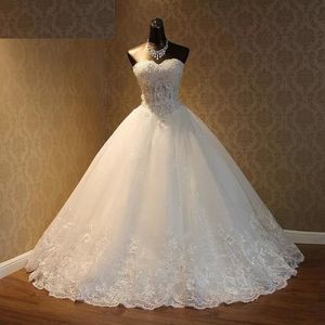 Dubai Arabiska Sparkly Crystal Lace Bridal Gowns Luxury Princess Strapless Real Image Bröllopsklänningar Plus Storlek Pnina Tornai