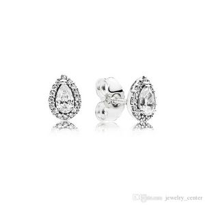 Joias de grife Brinco de prata 925 coração Ear Studs fit Pandora Tear drop CZ Diamond Stud BRINCO love Earrings Estilo europeu Murano