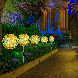 Lampade da prato 2pcs Simulazione di luce a LED colorata Crisantemo Solar Outdoor Palo da giardino Lampioni da giardino Paesaggio decorativo