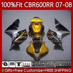 Honda CBR 600 RR CC F5 600CC 2007 2008 BodyWork 70NO.115 CBR600 Godlen Black RR CBR 600RR 600F5 CBR600RR 07 08 CBR600F5 2007-2008注射モールドフェアリング