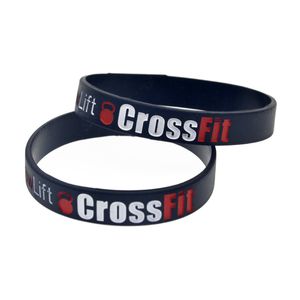 100PCS Squat Jump Climb Crossfit Silicone Rubber Bracelet Debossed Filled Color for Sport 1/2 Inch Wide Adult Size