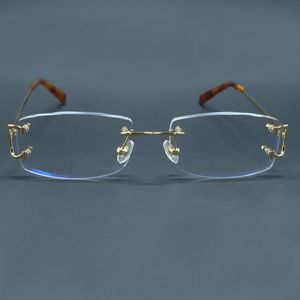 Tråd C -glasögon Small Square Rimless Eye Glasses Frames Vintage Eyewear Spectakles Desinger Luxury Carter Clear Optical Fill Recept 11