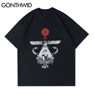 Рубашки тройников хип-хоп коза печатает панк рок готическая футболка повседневная уличная одежда мода harajuku с коротким рукавом вершины 210602