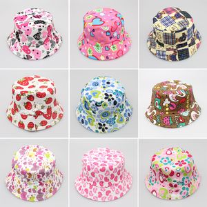 30 Styles Children Bucket Hats Kids Sun Hat Floral Girls Sunhat Tollder Fishing Caps Baby Fisherman Cap Cartoon Boys Beach Headware