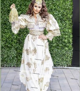 Algerien Caftan de Soirée Prom Kleider Arabisch Traditionelle Kosovo Langarm Applique Spitze Perlen Vestidos Abend Party Kleider