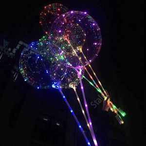 LED Bobo Balloon With 31.5inch Stick 3M String Balloon LED Light Christmas Halloween Birthday Balloons Party Decor Bobo Balloons DHT57