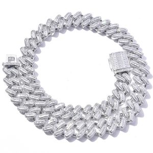 15mm Cuban Link Chain Necklace Iced Out Zircon Gold Silver Plated Men's Fashion Hip Hop Jewelry