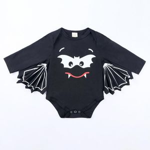 Rompers Fashion Born Infant Baby Boys Girls Långärmad Cartoon Bat Tryckt Vinge Halloween Cosplay Kostym Romper Outfits Kläder # P4