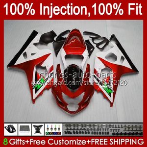 Injektionsformmissioner för Suzuki GSXR600 Vit Röd GSXR750 GSXR-750 K4 04 05 43NO.113 GSXR 750CC 600CC 750 600 CC GSXR-600 2004 2005 GSX-R750 2004-2005 OEM BODY KIT