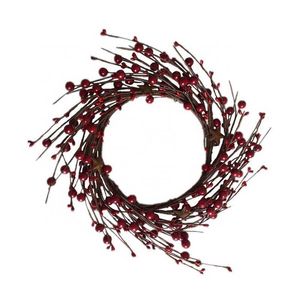 6 Inch Inner Diameter Artificial Red Berry Rusty Star Christmas Wreath Candle Decoration Q0812