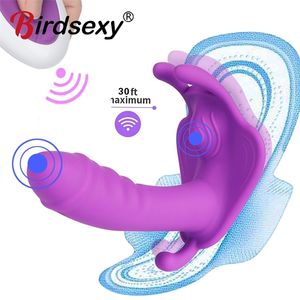 Nosić Dildo wibrator seks-zabawka dla kobiet orgazm Masturbator G Spot Clit stymulować zdalnie sterowane majtki wibratory zabawki dla dorosłych 211013