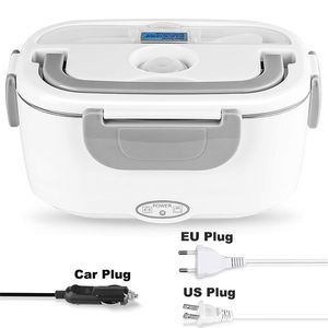 EU US Car Plug Plastic Electric Lunch Box 12V 24V 220V 110V Food Heater Warmer Container Heated Bento Boxs 40W Dinnerware Set 211108