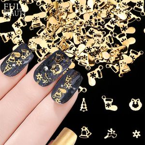 Stickers Decals Nail Art Decorations Gold Kleine Accessoires Lattice Bag 6 Stks Kerst Bells Sokken Metal