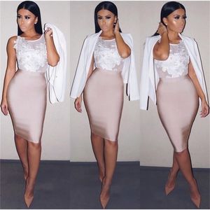 11 Colors Solid Nude Plus Size XL XXL Sexy Summer Bodycon Party Bandage Skirt Women White Black Beige Red Pencil Skirt 60cm 210412