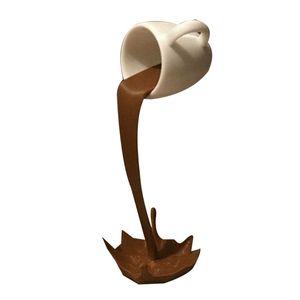 Floating Coffee Cup Sculpture Kitchen Decor Resin Pouring Spilling Mug Funny Statues Art Decoration Decorative Objects & Figurines