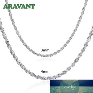 925 Silver 3MM/4MM Twist Necklace Chain For Men Women Fashion Jewelry Factory price expert design Quality Latest Style Original Status