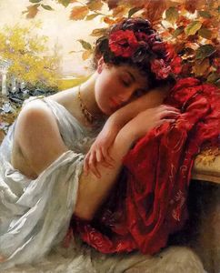 Figura classica fatta a mano Pittura a olio su tela per la casa Decor Autunno Nice Girl Dormire da Thomas Benjamin Kennington Famous Wall Art Regali Nessuno incorniciato