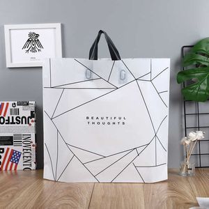 50pcs Thick Large Plastic Bags With Handle Fashion black and white stripes clothing store Packaging Bags Wedding candy Gift Bag 210724