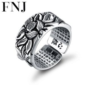 Pierścienie klastra 925 srebrny lotos powodzenia budda regulowany rozmiar Trendy S925 solidny tajski pierścień dla kobiet mężczyzn biżuteria