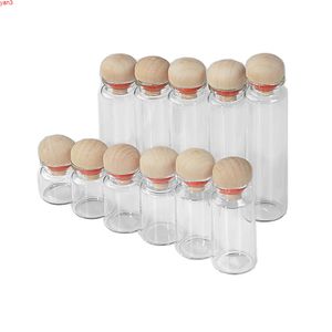Mini garrafas de vidro transparentes com rolha de madeira de cortiça decoração artesanato frascos presentes para casamento 100 pcshigh qty