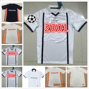 2001 Valencia Vicente Mendieta Erkek Retro Futbol Formaları 10 11 Silva 06 07 Edu Ev Beyaz Uzakta Siyah Retro Futbol Gömlek Kısa Kollu