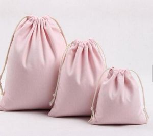 Il cordoncino rosa della tela insacca il regalo dei sacchetti dei monili di modo del supporto di favore della lavanderia di stoccaggio del cotone Commercio all'ingrosso