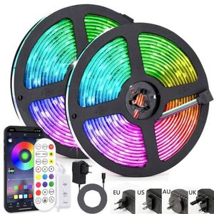 Strips LED Strip Light Remote Bluetooth Smart WIFI Phone APP Control RGB SMD Flexible Diode Lamp Tape+Adapter 25M 30M Backlighting