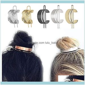 Fasce per gioielli Bastoncini per capelli Polsino per chignon di piume Set di perni a foglia Unici accessori da sposa per le donne Forcine per capelli retrò Cage Femme Jewelry Drop Delivery 20