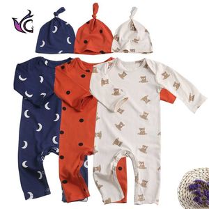 YG, Baby Girl Odzież 0-2 lat dla Urodzonych Onesies Bawełna Okrągły Neck Drukowane Kombinezony Chłopiec Odzież 220106