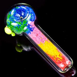 Regenbogen Bunte Pyrex Dickes Glas Rauchen Sand Gefüllte Rohr Handpfeife Tragbare Handgemachte Trockenkräuter Tabak Bohrinseln Filter Bong Hand Neuheit Kunstpfeifen DHL-frei