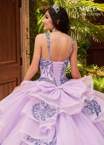 Lavender Sequin Lace Quinceanera Dresses Quince Anos med löstagbara ärmar 2021 Sparkly Dual Stems Lace-Up Ruffles Fuffy Train 298i