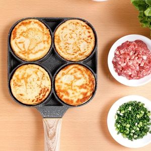 Kızarmış Yumurta Pan Yapışmaz Dört Delik Omlet Pancake Pot Pişirme Aracı Tencere Tavalar Flip Yumurta Kalıp Mutfak Pişirme Aksesuarları WLL751