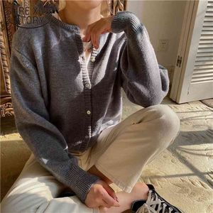 Casual O-neck Long Sleeve Women Sweater Cardigans Korean Autumn Winter Jumpers Single-breasted Female Knit 11324 210510
