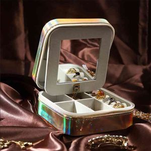Большая емкость Высококачественные Ювелирные Изделия Коробка для хранения Портативные Кожаные Кожаные Серьги Кольцо Кольцо 210423