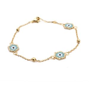 Shinus10pcs/lot Evil Eye Bracelet For Women MIYUKI Bracelets Chic Pulseras Mujer 2019 Jewelry Bijoux Stainless Steel Gold Chain