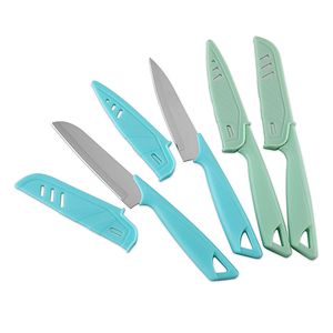Wholesale used kitchen knives for sale - Group buy Kitchen Knives Accessories Stainless steel fruit knife with sleeve Nordic color peeler small for household use melon Cutting tools Blister card packing
