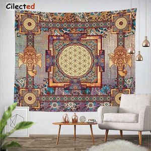 Cilected India Mandala Tapeçaria Gobelin Pendurado Wall Floral Tapeçaria Tecido Poliéster / Algodão Hippie Boho Bedspread Tabela Panos 210609