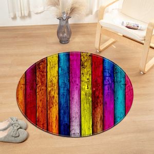 Wood Grain Round Carpet Computer Chair cushion Kids Room Bedroom Rug Living 3D pattern Decorative Floor Bedside Mat 210626