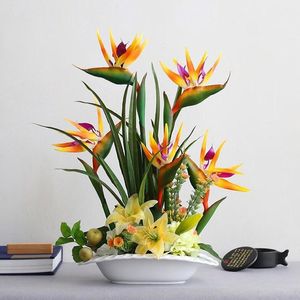 Декоративные цветы венки 2021 90 см силиконовой птица рая искусственная семейная вечеринка цветочные цветочные украшения гостиная эль -украшения